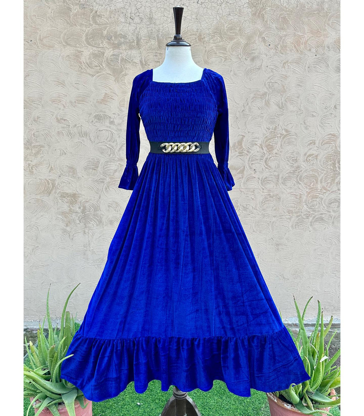 Royal Blue Velvet Winter Frock