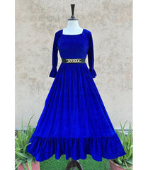 Royal Blue Velvet Winter Frock