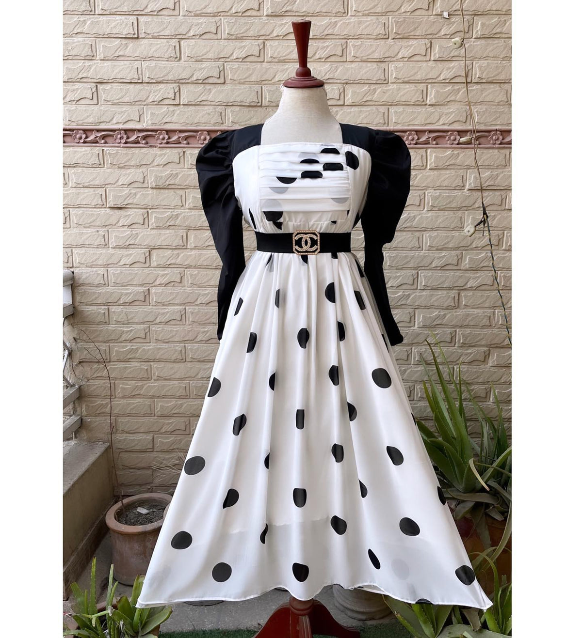 Polka Style Frock with Chain Belt