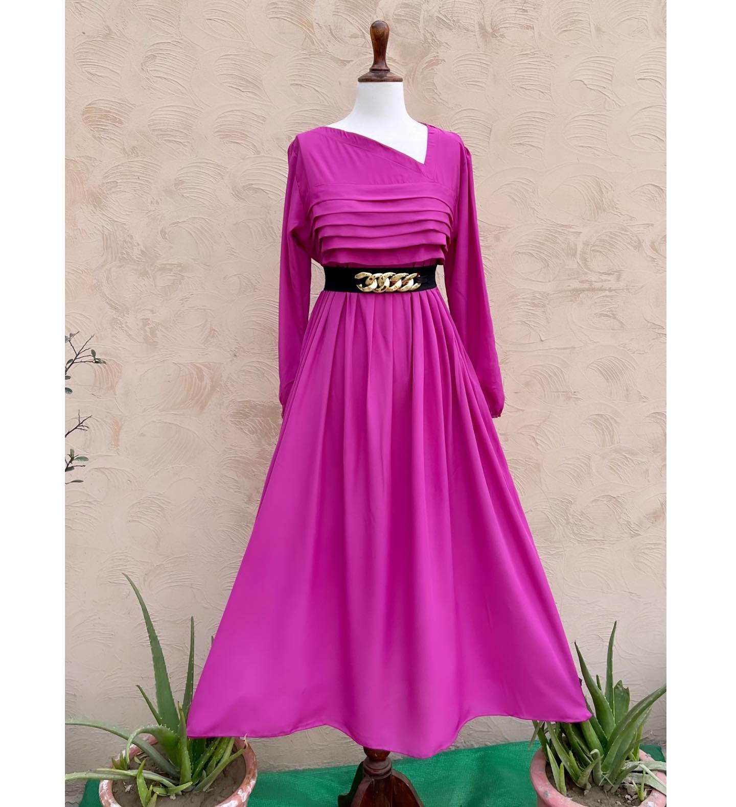 Plated Body Style Frock with Chain Belt