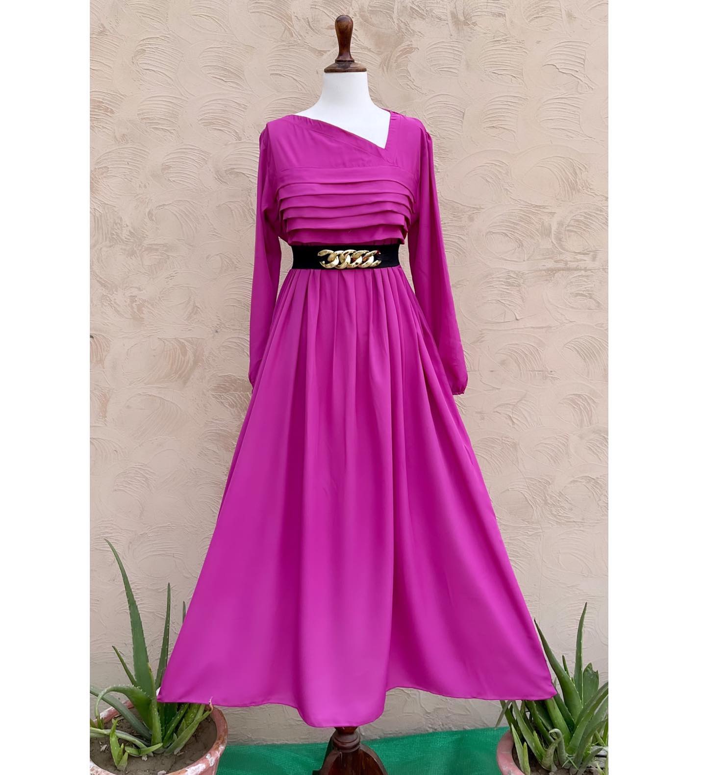 Plated Body Style Frock with Chain Belt