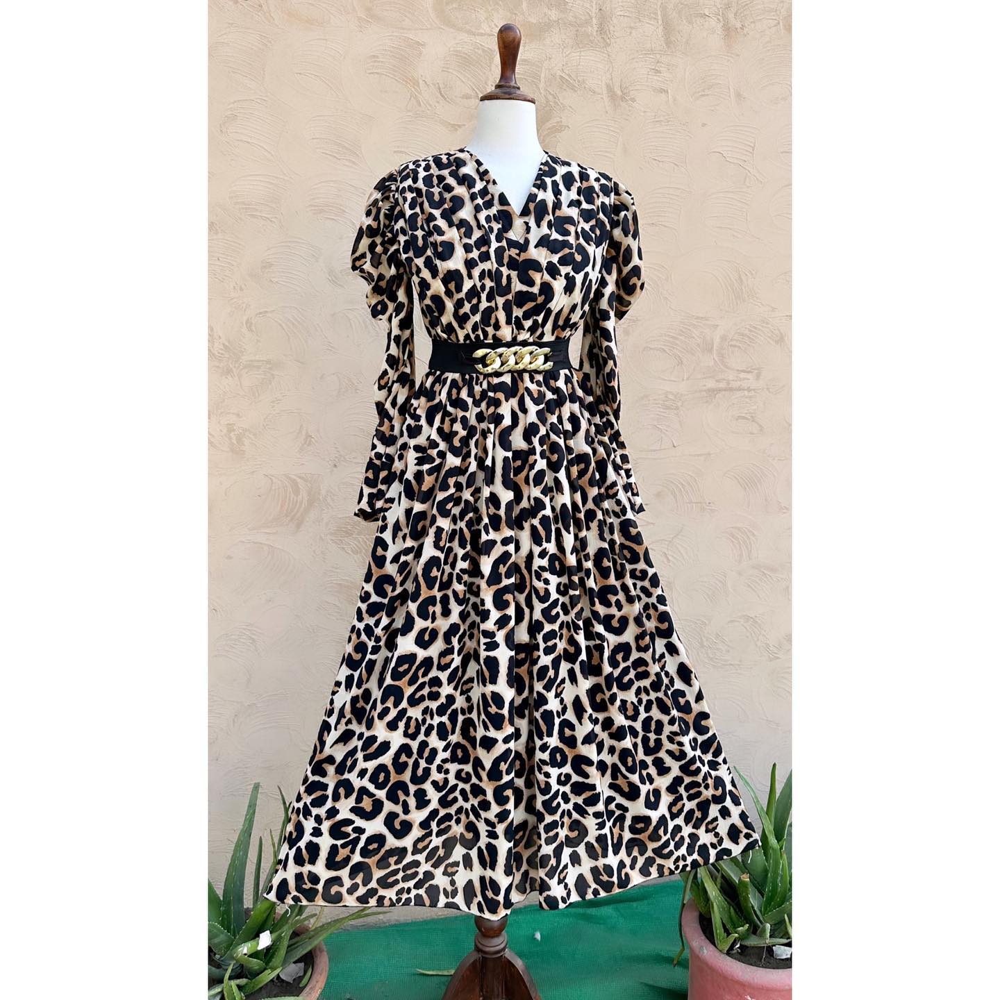 Leopard Print Plated Body Style Frock