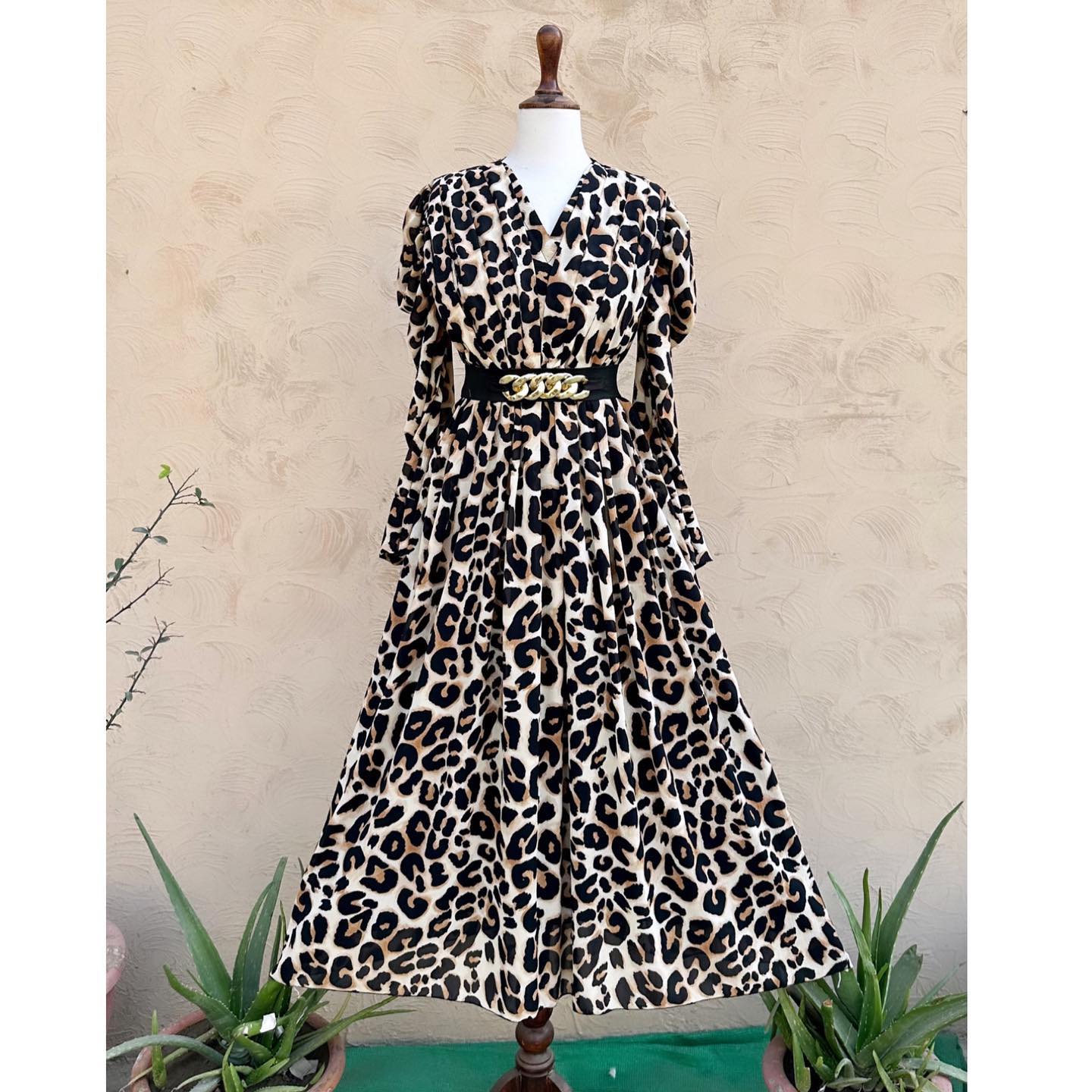 Leopard Print Plated Body Style Frock