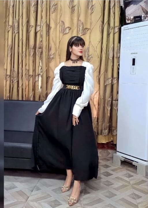 Black Frock with Puff Sleeves