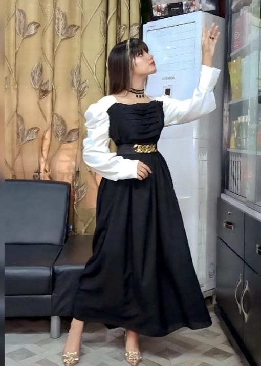 Black Frock with Puff Sleeves