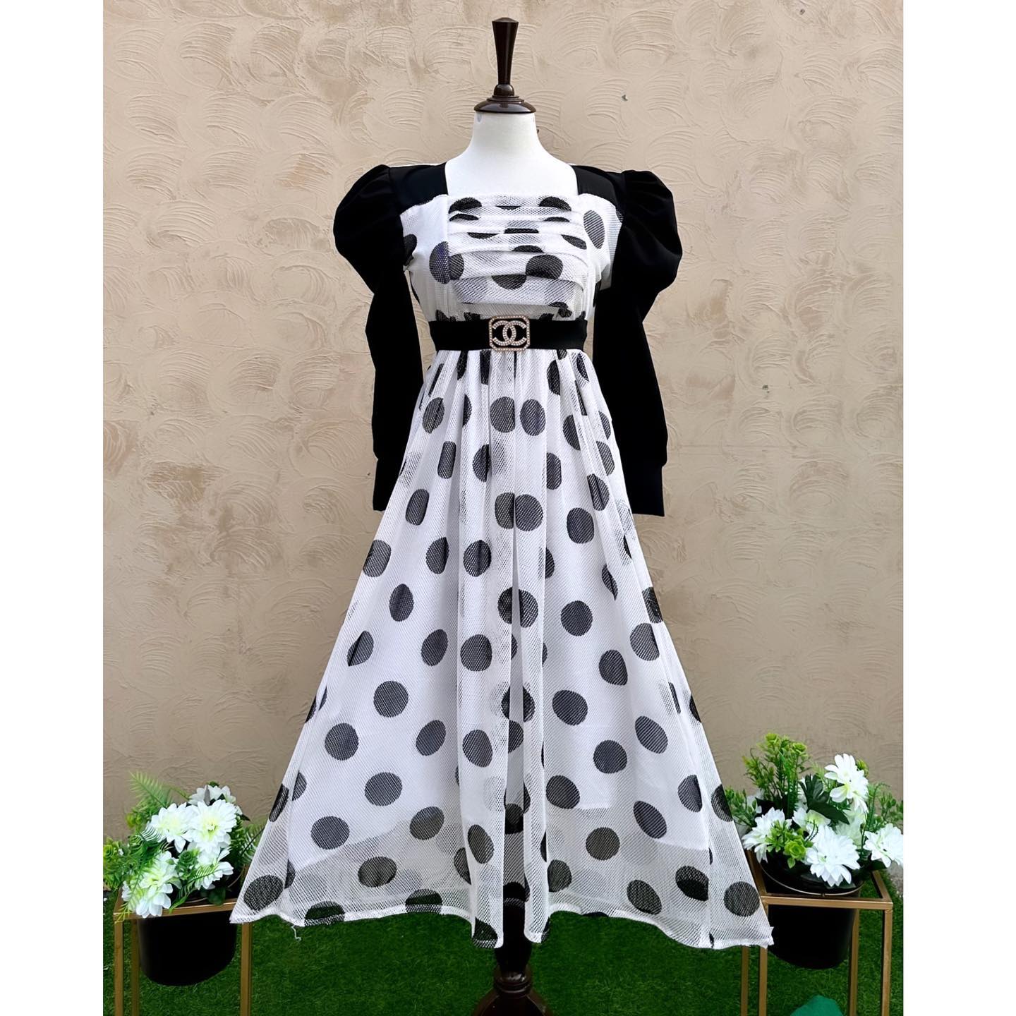 Khadi Net Polka Dot Frock