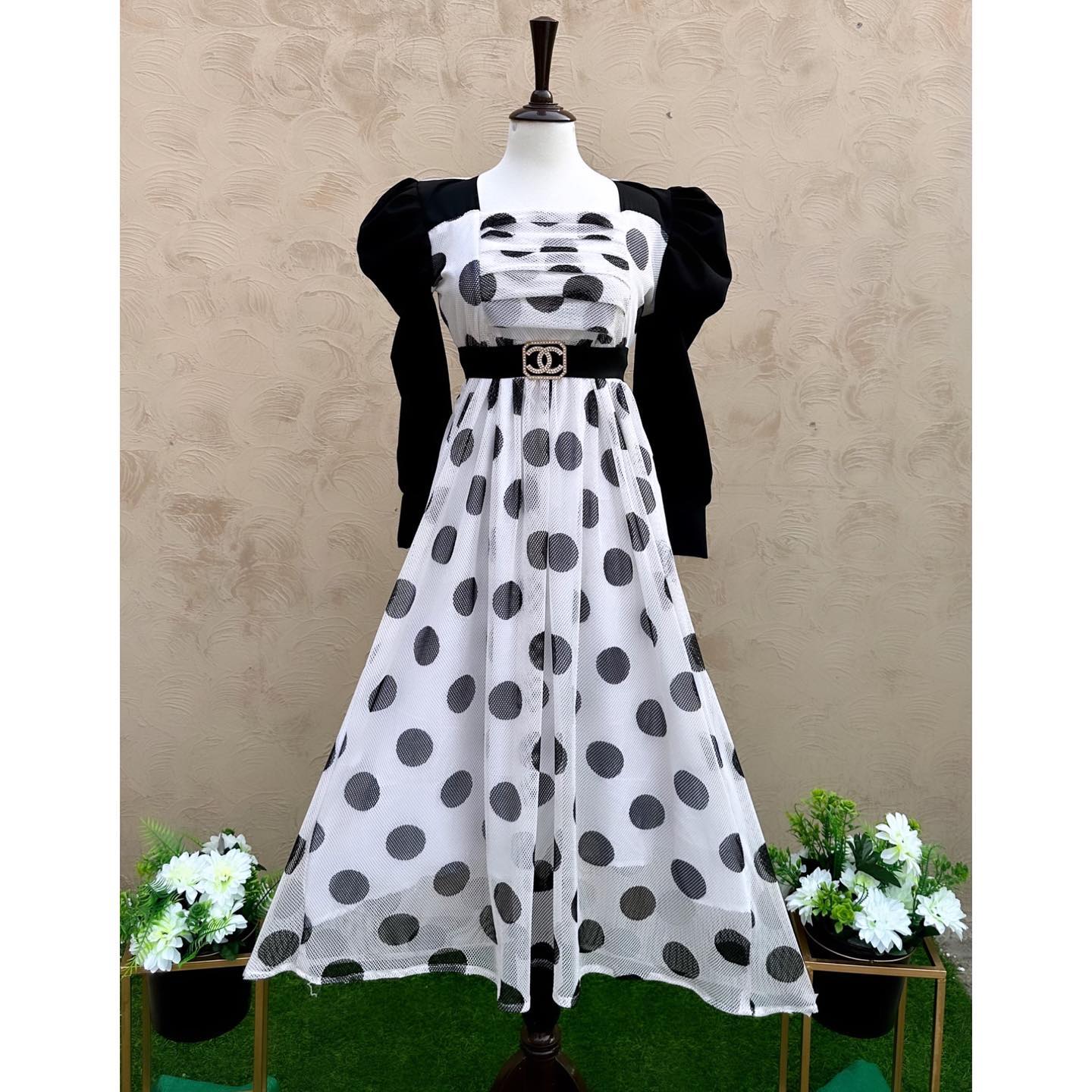 Khadi Net Polka Dot Frock