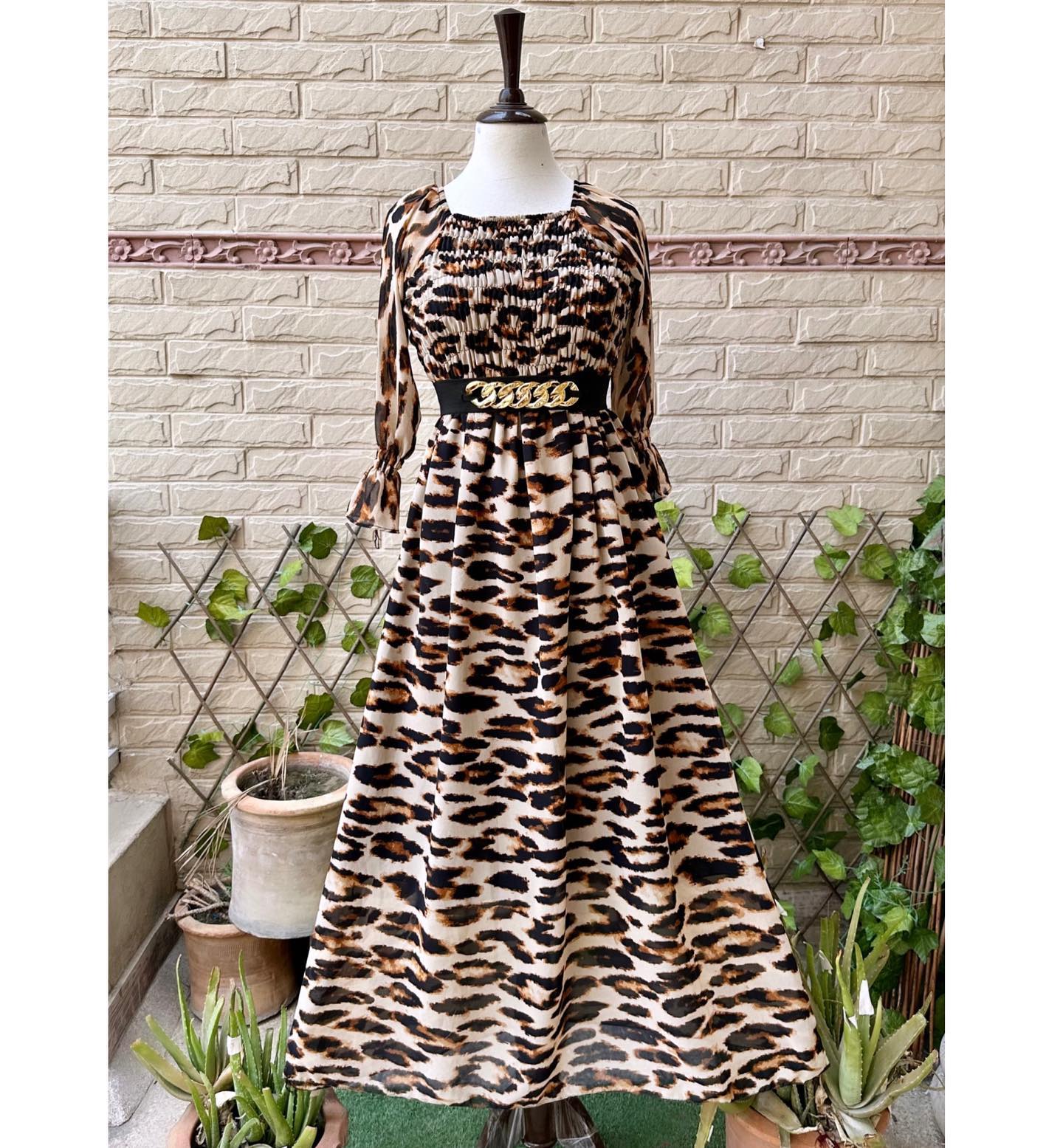 Leopard Print Smoked Style Maxi