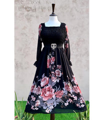 Chiffon Border Print Frock