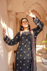 Timeless Black Embroidered 3-Piece Silk Suit