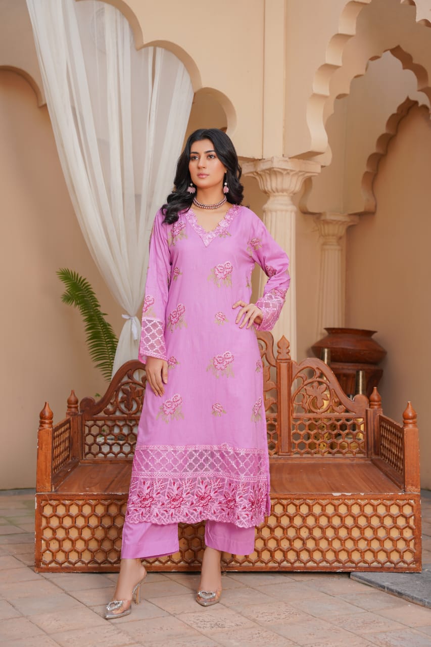 Lilac Luxury Embroidered 2-Piece Lawn Suit