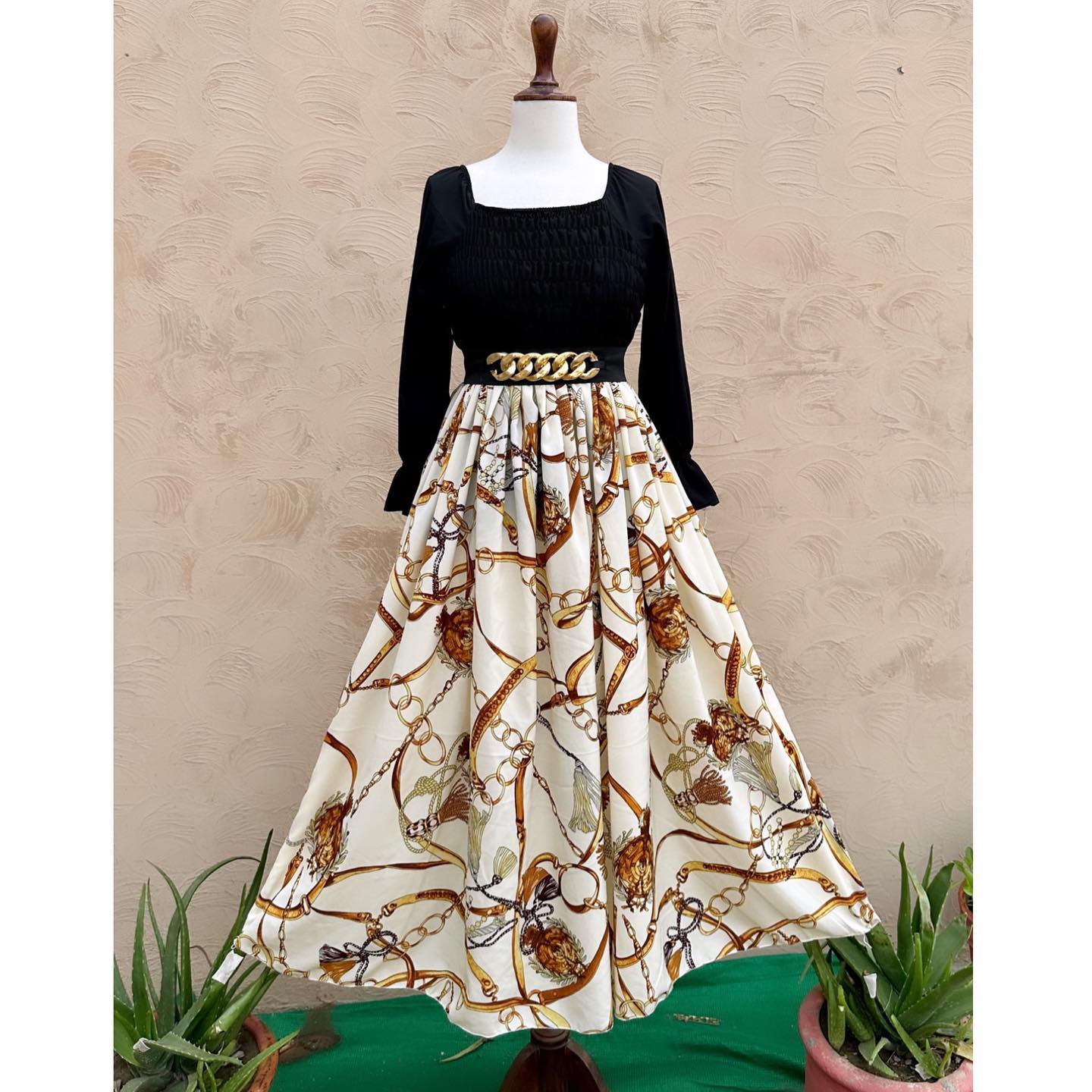 Chain Print Georgette Separate Skirt - stylebyrk