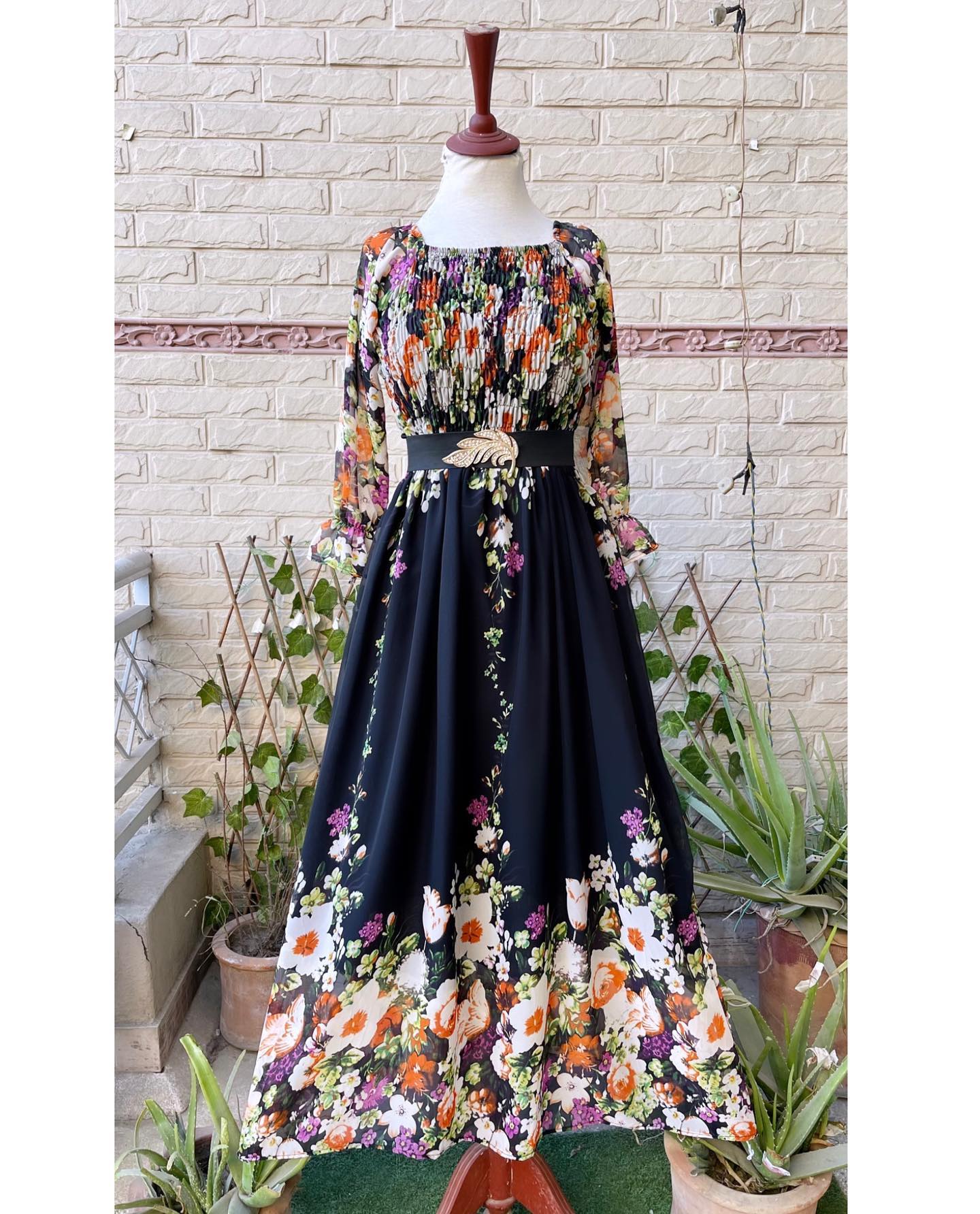 Chiffon Border Print Smoked Style Maxi - stylebyrk