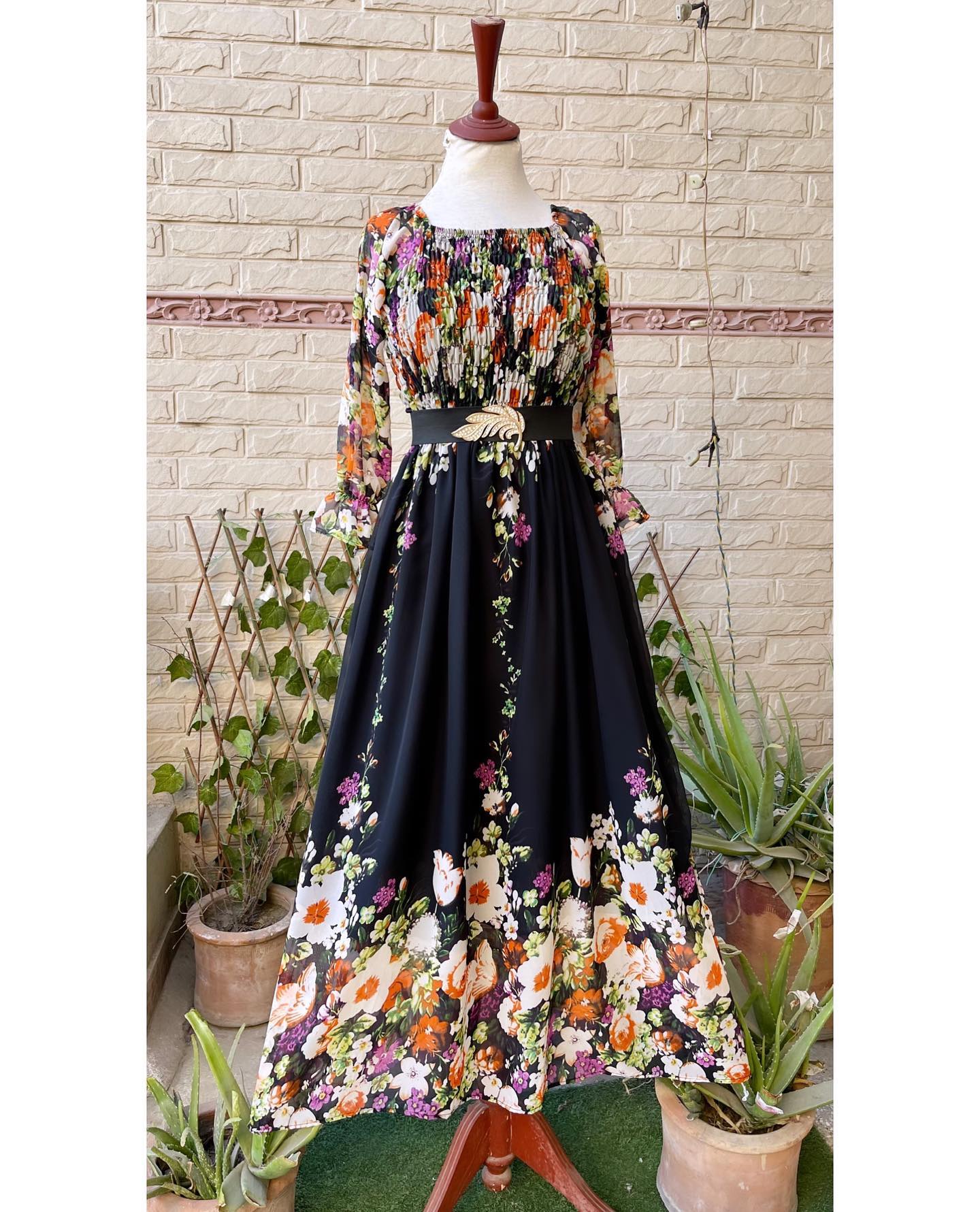 Chiffon Border Print Smoked Style Maxi - stylebyrk